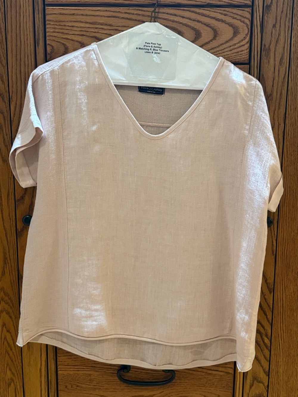 Light Pink V-Neck Linen Top - Flora & Ashley